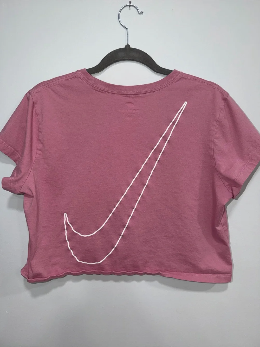 Nike Rose Pink Cropped Tee with White Swoosh